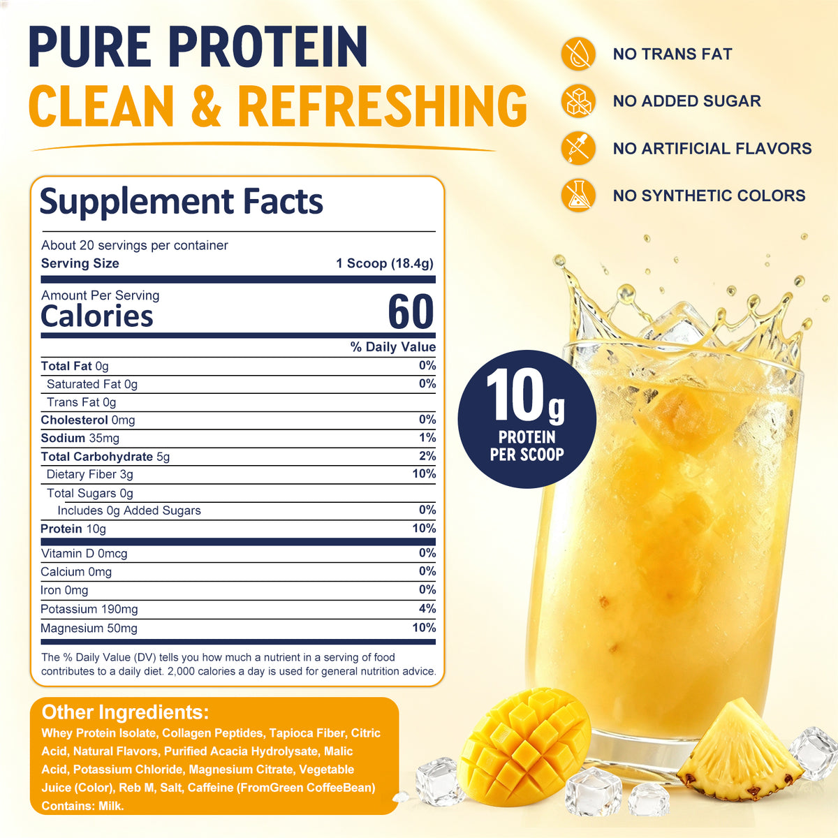 ZenVitalize® Clear Protein Refreshers Mango Pineapple Drink Mix