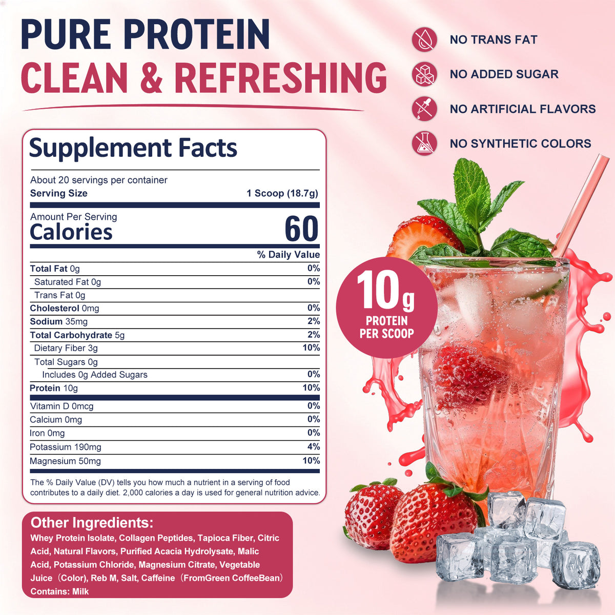 ZenVitalize® Clear Protein Refreshers Strawberry Acai Drink Mix