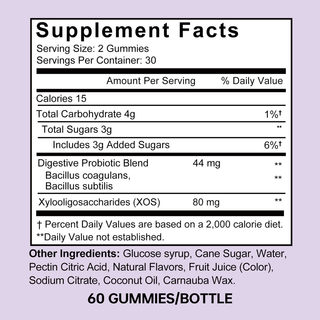 ZenVitalize Gut Health Gummies | Probiotic + Prebiotic Daily Digestive Support with Delicious Blackberry Flavor