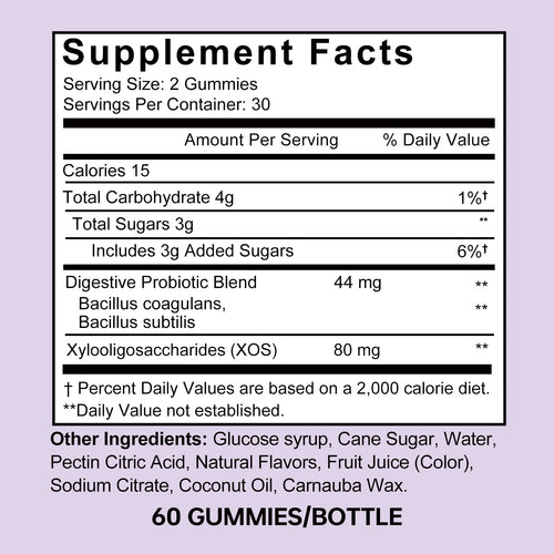 ZenVitalize Gut Health Gummies | Probiotic + Prebiotic Daily Digestive Support with Delicious Blackberry Flavor