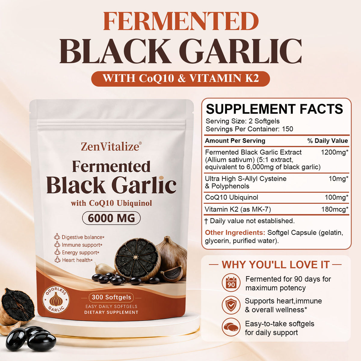 ZenVitalize® Black Garlic + Ubiquinol Energy Complex