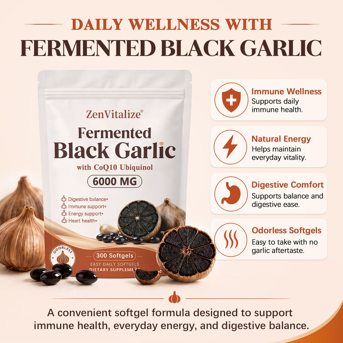 ZenVitalize® Black Garlic + Ubiquinol Energy Complex
