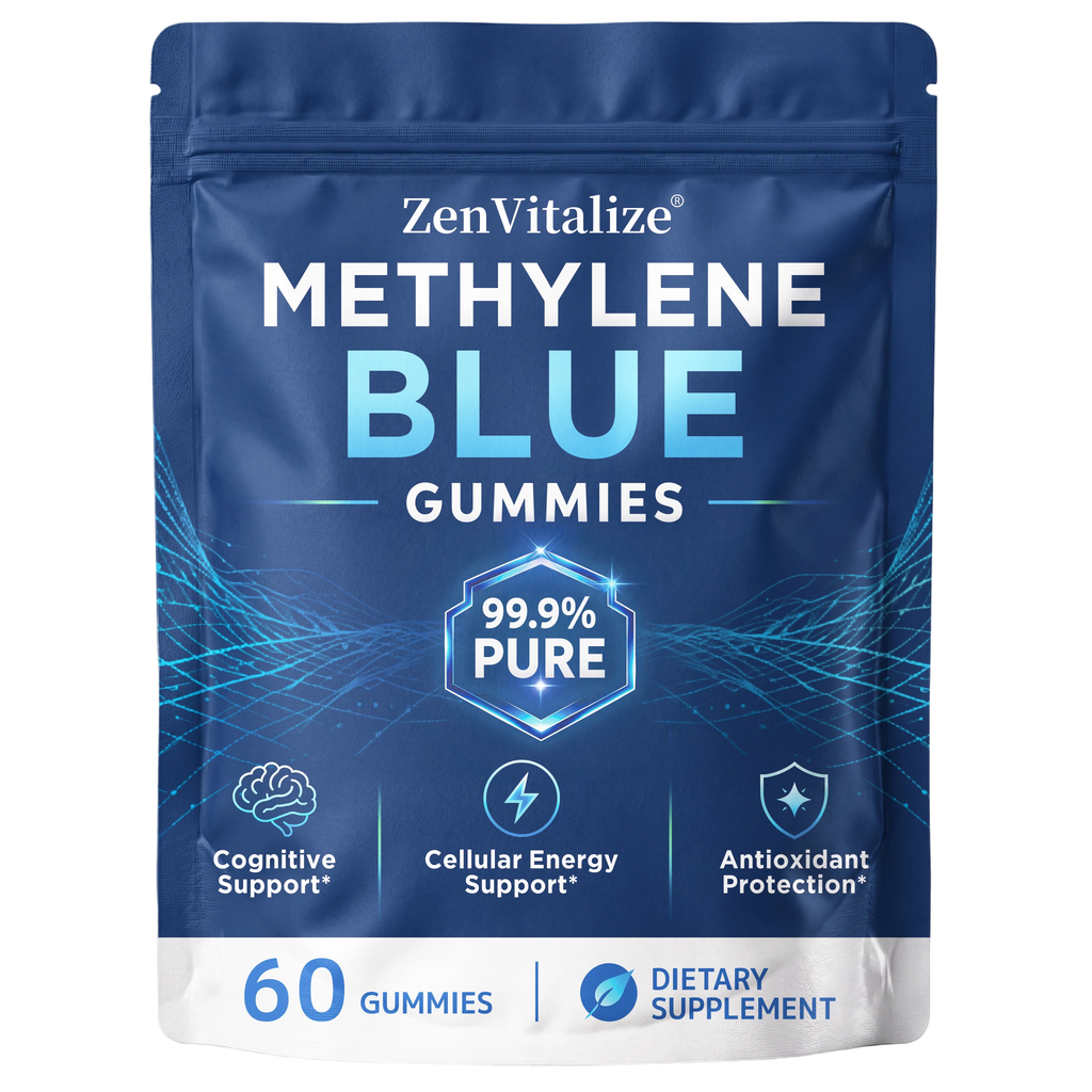 ZenVitalize® 99.9% Pure Methylene Blue Gummies – Nootropic Supplement for Cognitive Support, Cellular Energy & Mental Clarity