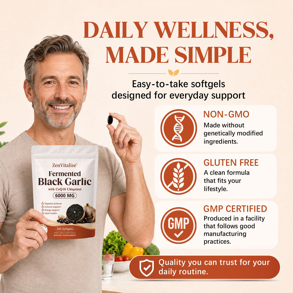 ZenVitalize® Black Garlic + Ubiquinol Energy Complex