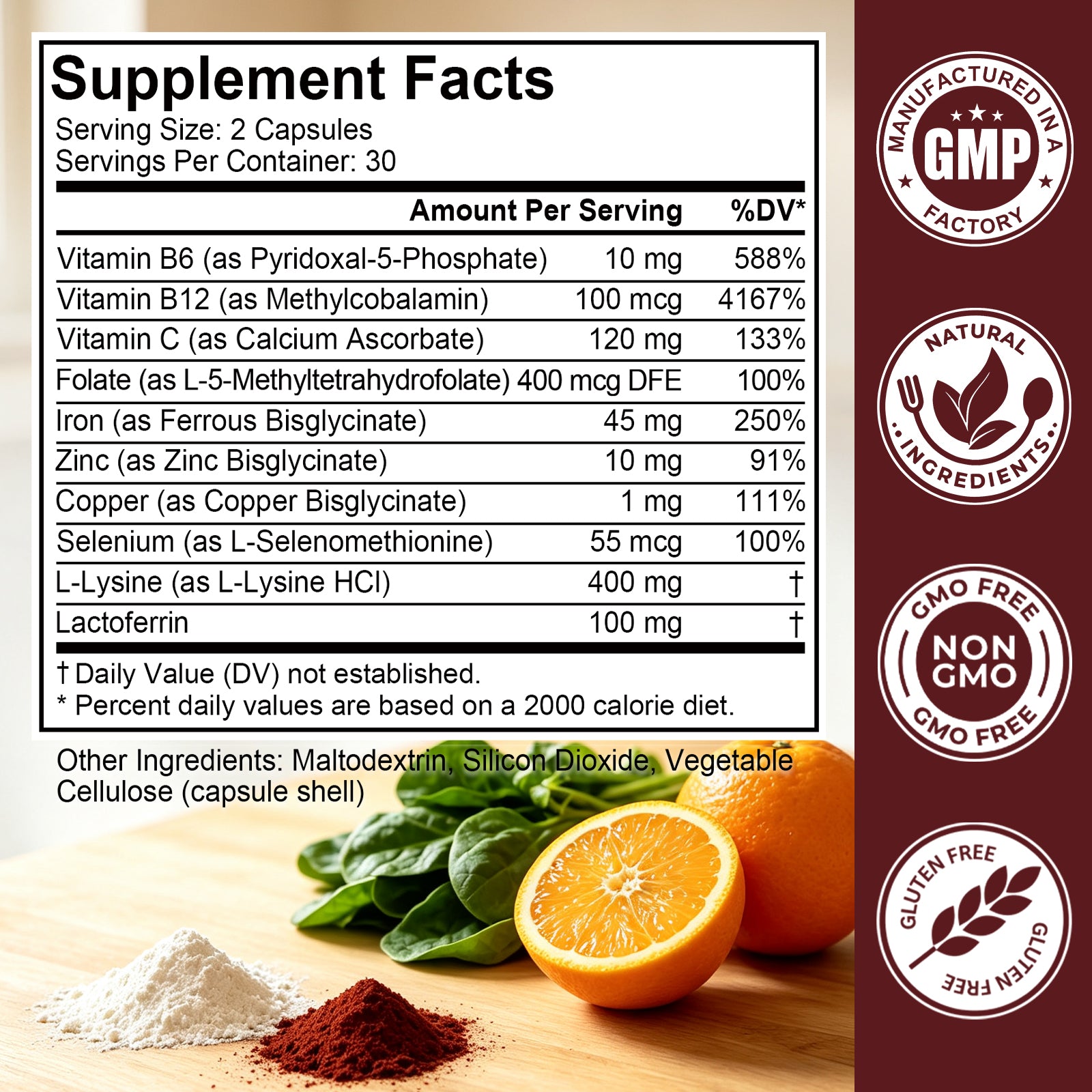Ferritin Complex – Slow-Release Iron with Vitamin C, B6, B12 & Folate, 60 Capsules