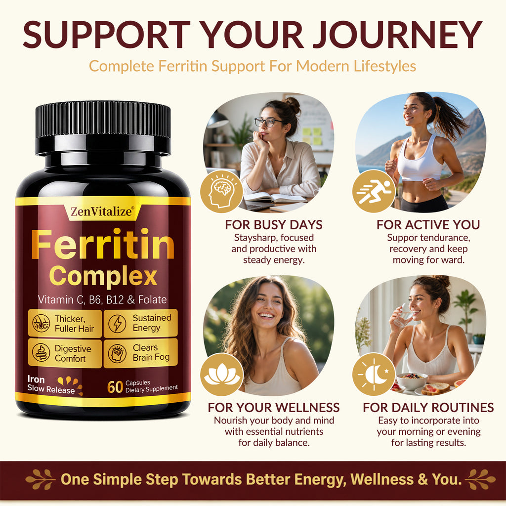 Ferritin Complex – Slow-Release Iron with Vitamin C, B6, B12 & Folate, 60 Capsules